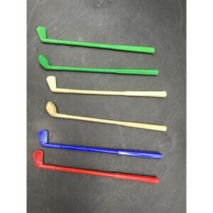 Vtg Retro Cocktail Swizzle Sticks Golf Clubs / 6 Lot